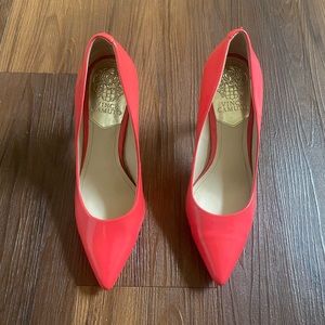 Vince Camuto Kain salmon paradise pink patent leather pointed toe heels pumps
